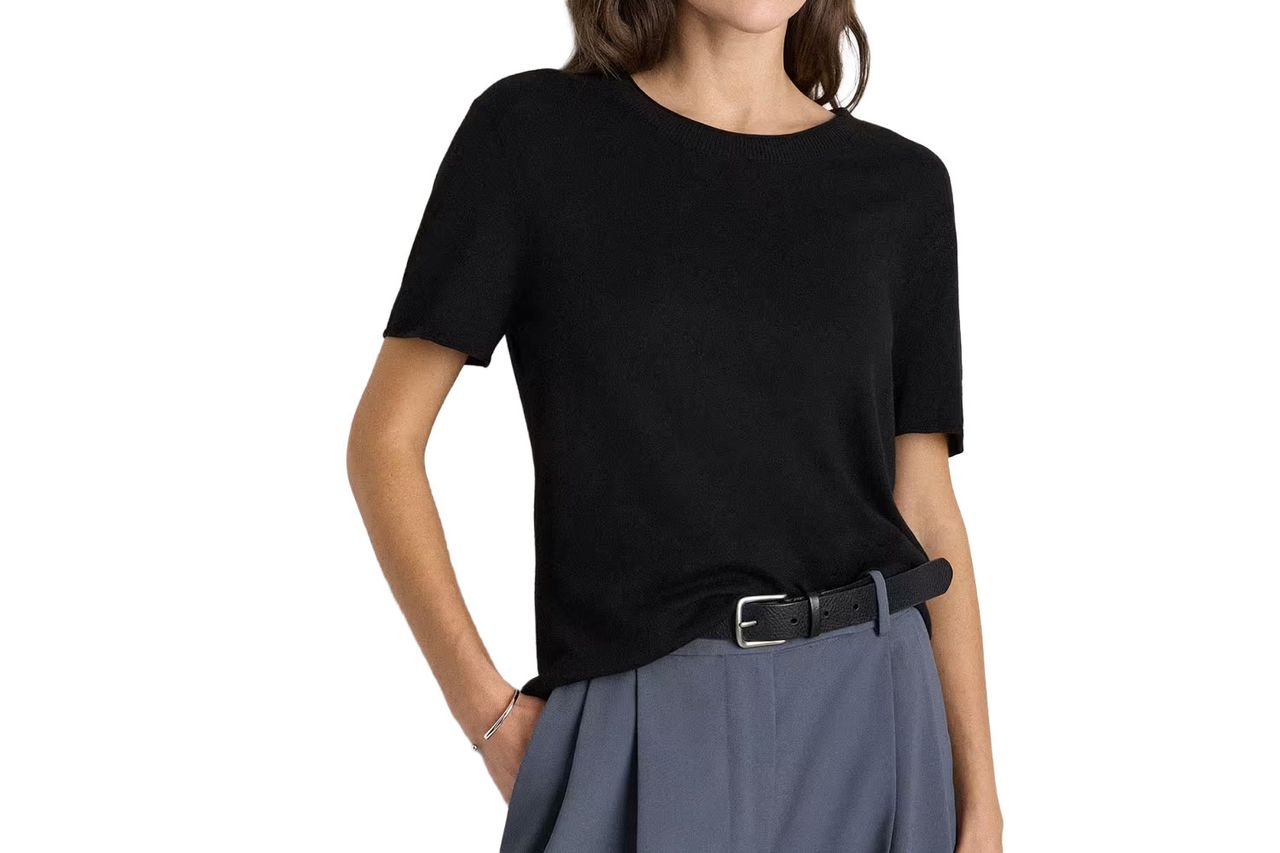 Lightweight Cotton Cashmere Relaxed Sweater Tee Credit: Quince