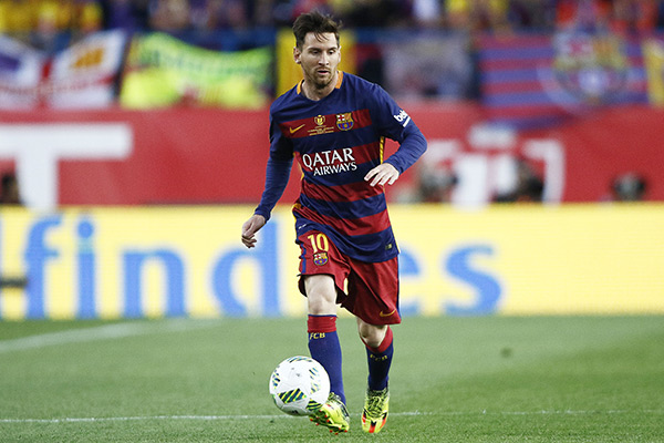 Lionel Messi with a soccer ball