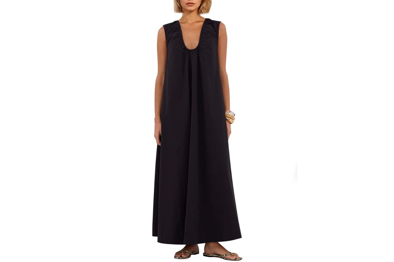 Livtany Scoop Neck Ruched Maxi Dress Credit: Amazon
