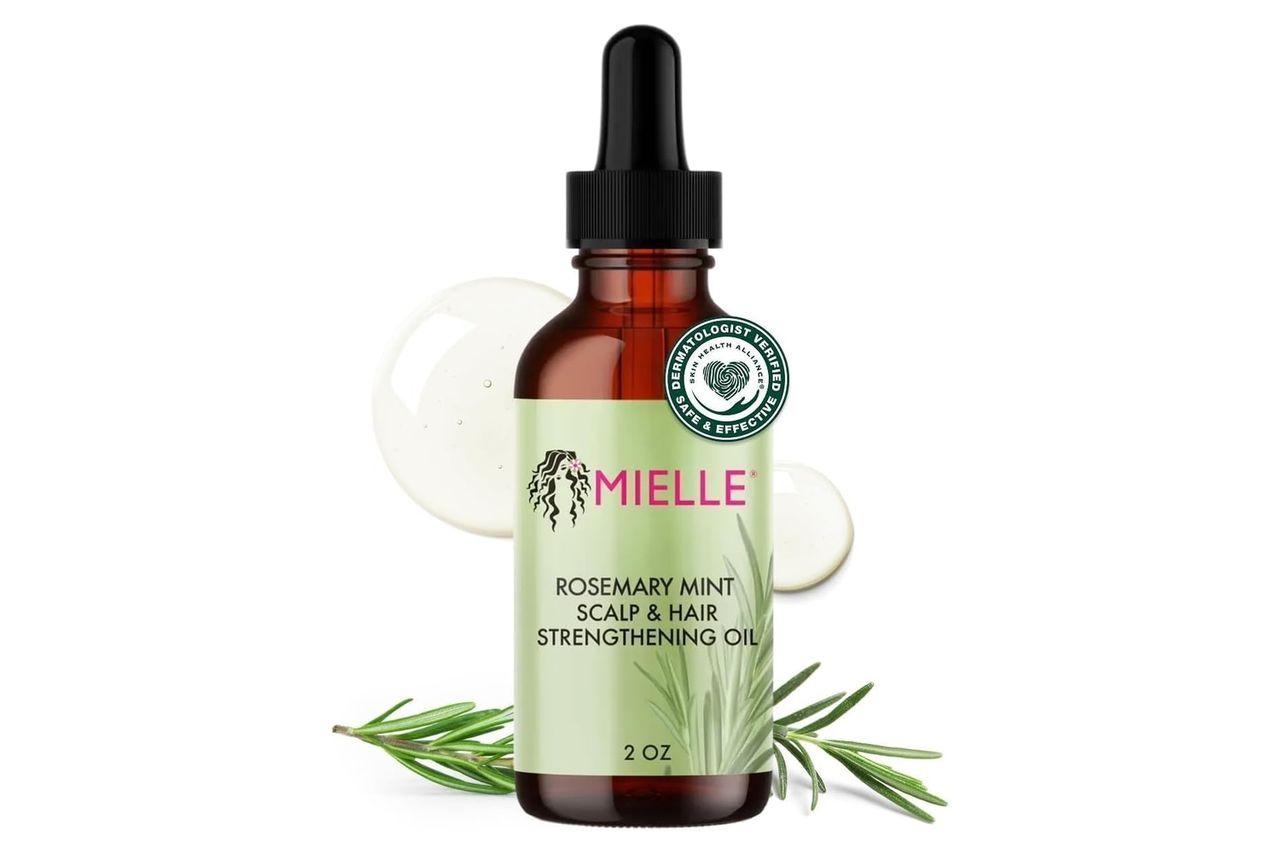 Mielle Organics Rosemary & Mint Hair Oil - Strengthening Biotin Oil Infused Frizzy & Damaged Hair Care - Split Ends & Dry Scalp Treatment to Support Longer, Healthier Strands, 2 Ounce Credit: Amazon