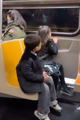 Mindy Kaling and family thanksgiving 2023 Mindy Kaling's kids Spencer and Katherine on the subwayCredit: Mindy Kaling/ Instagram