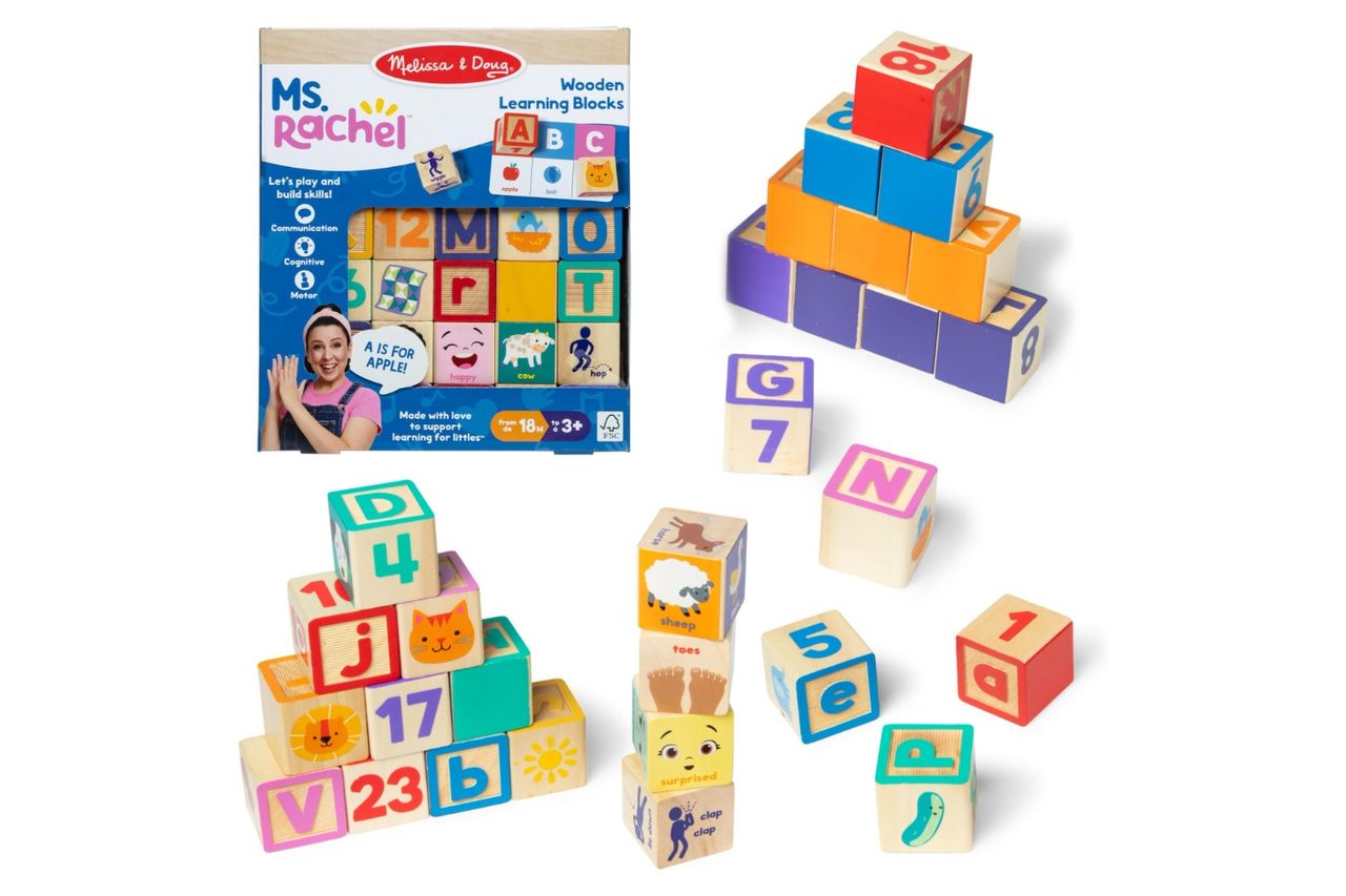 Ms. Rachel Melissa & Doug Letter, Number, and Game Wooden Learning Blocks Credit: Amazon