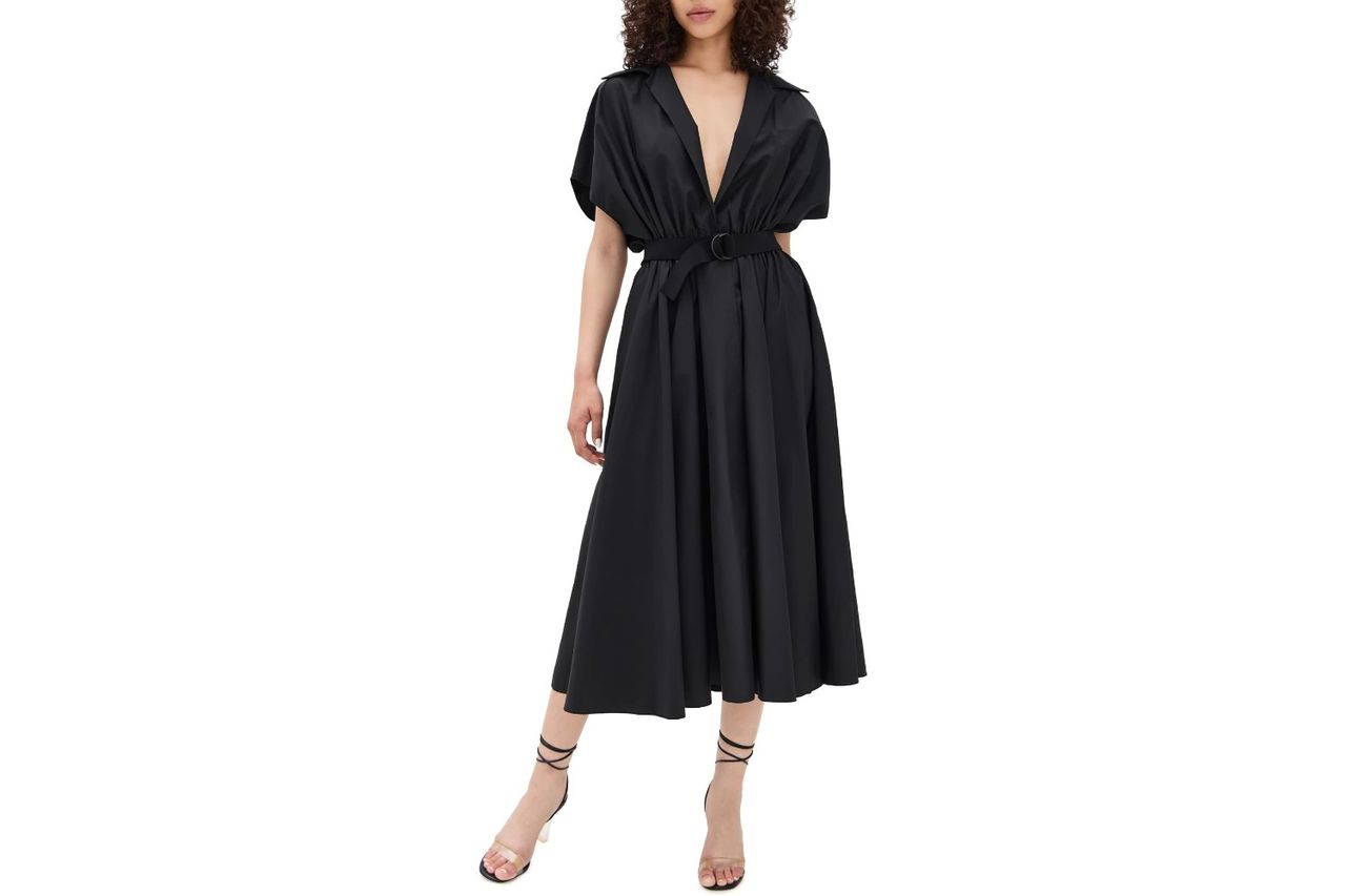 Norma Kamali Belted Flared Midi Shirt Dress Credit: Amazon