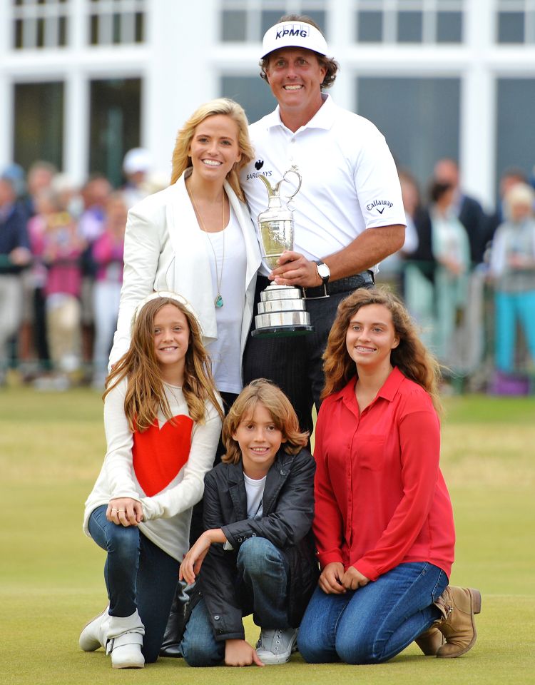 Phil Mickelson in 2013 with his wife Amy and their three children: Evan, Amanda and SophiaCredit: Ian Walton/R&A/R&A via Getty Images