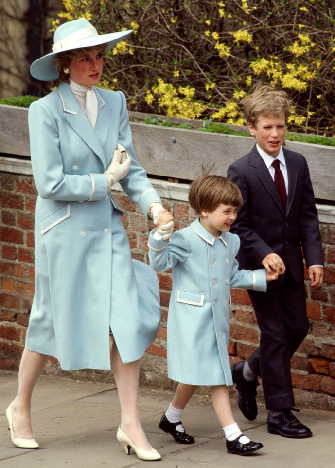 Princess Diana, prince William and Peter Phillips attend Easter church in 1987Credit: Tim Graham Photo Library via Getty