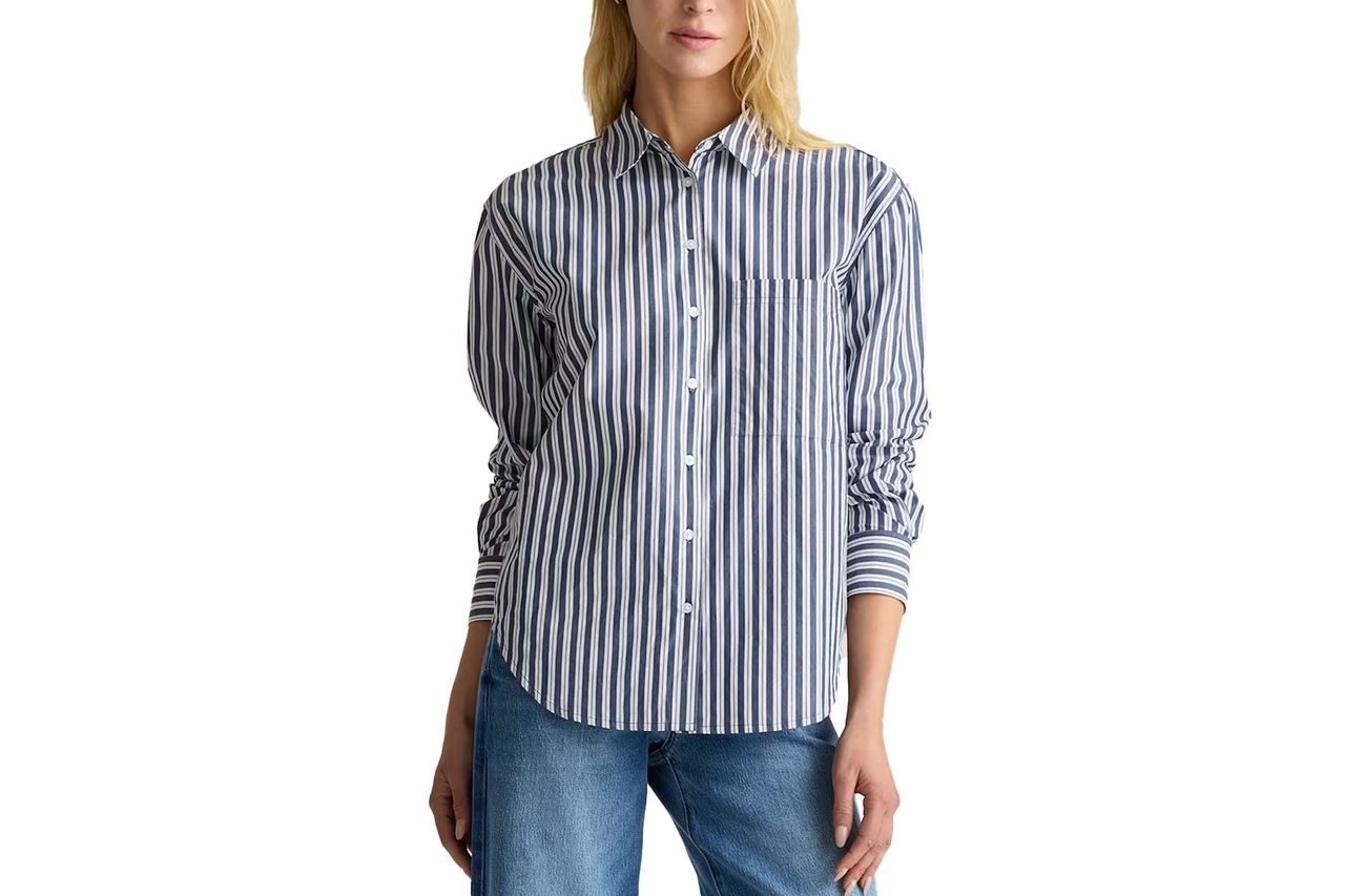 Quince 100% Organic Cotton Poplin Long Sleeve Boyfriend Shirt Credit: Quince