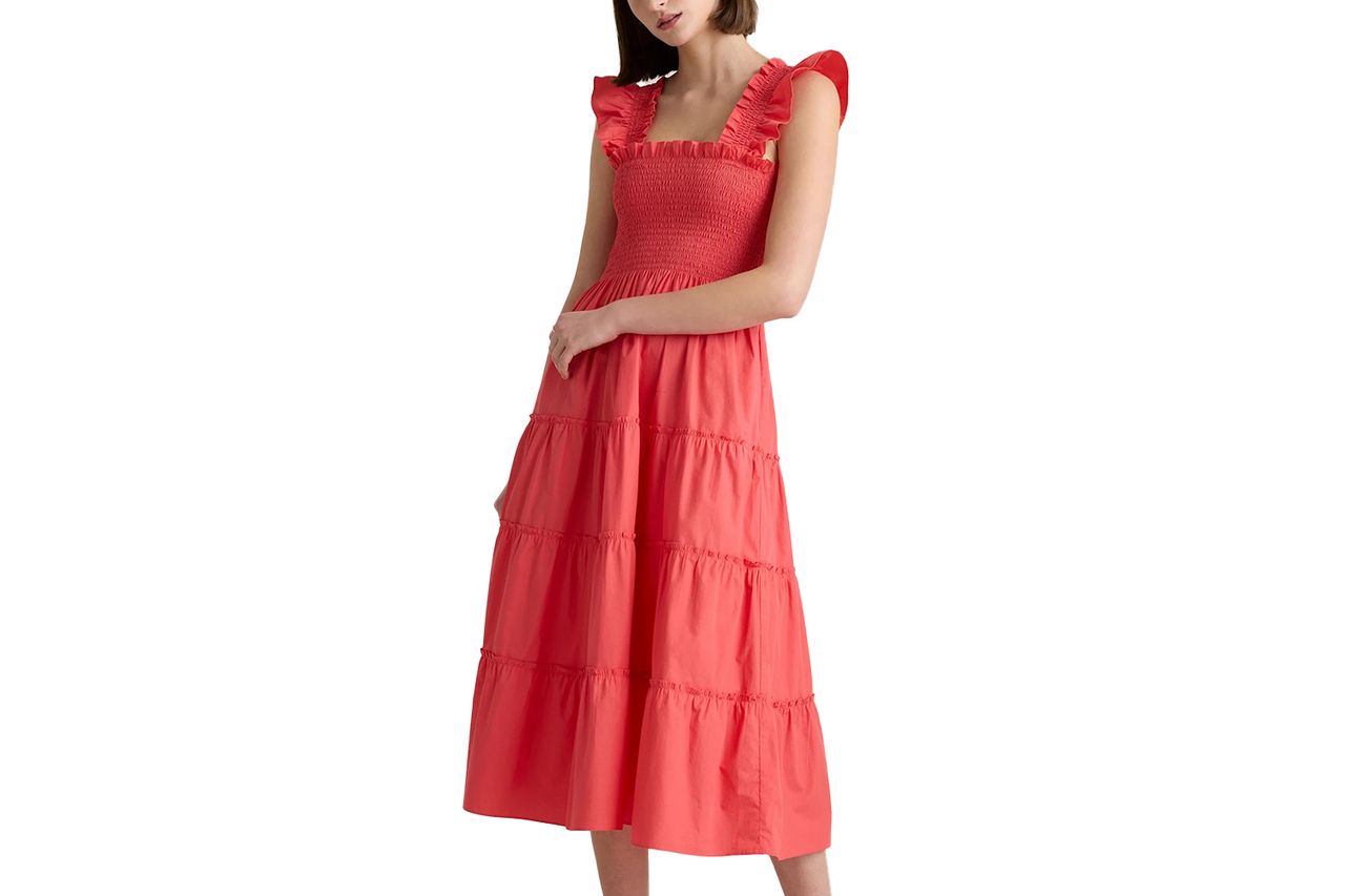 Quince 100% Organic Cotton Poplin Smocked Midi Dress Credit: Quince