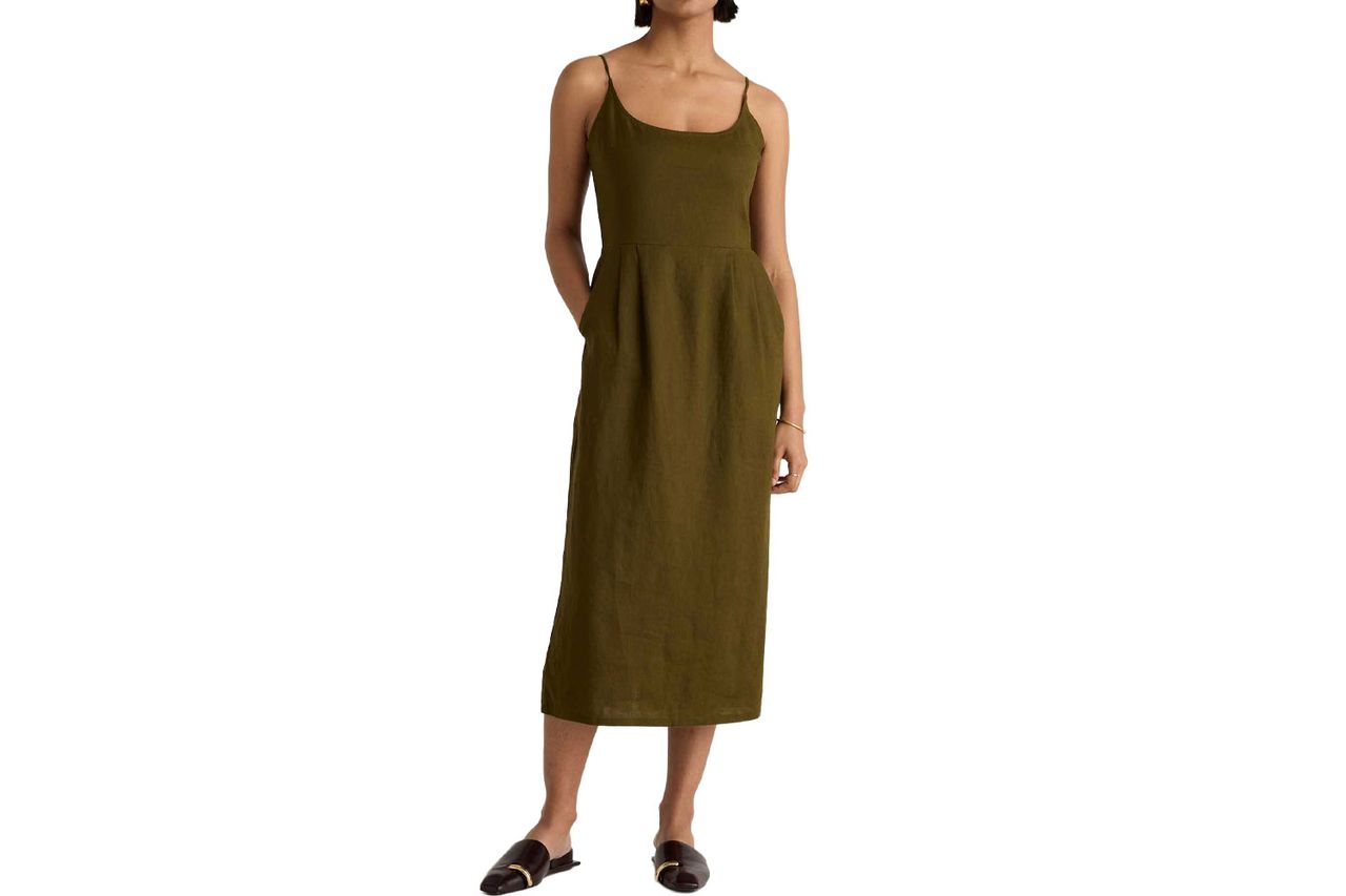 Quince 100% European Linen Scoop Neck Midi Dress Credit: Quince