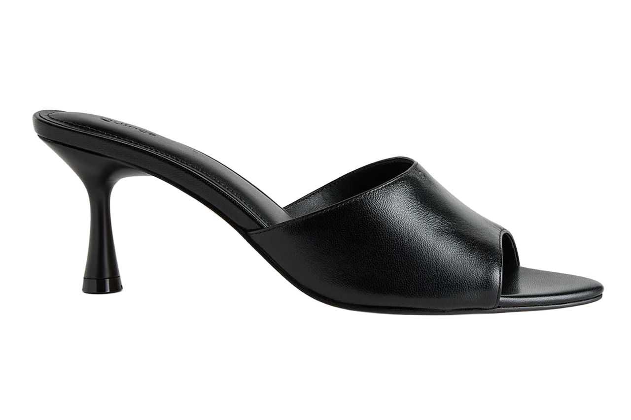 Italian Leather 65mm Stiletto Mule Black Credit: Quince