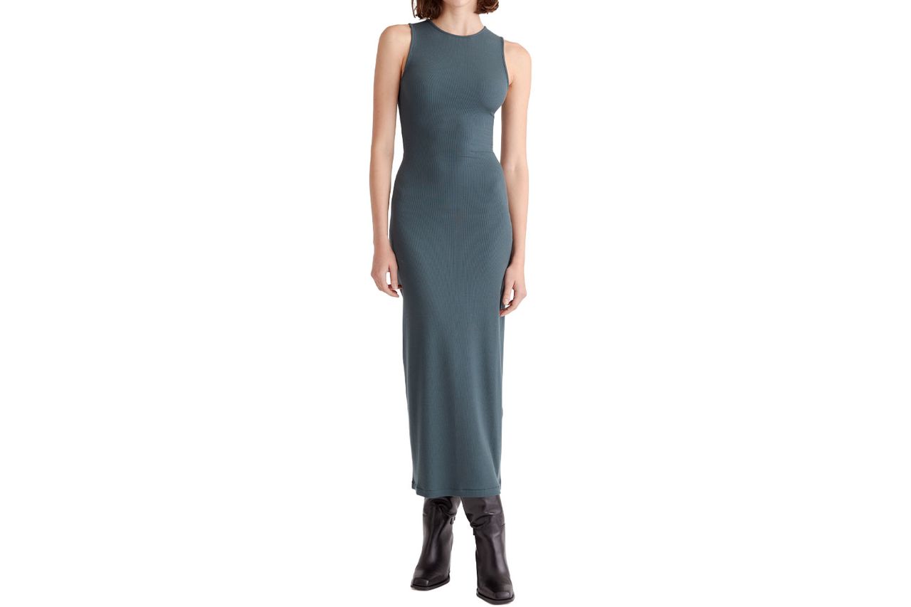 Quince Tencel Rib Knit Tank Midi Dress Credit: Quince