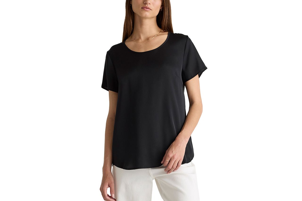 Quince Washable Stretch Silk Tee Credit: Quince