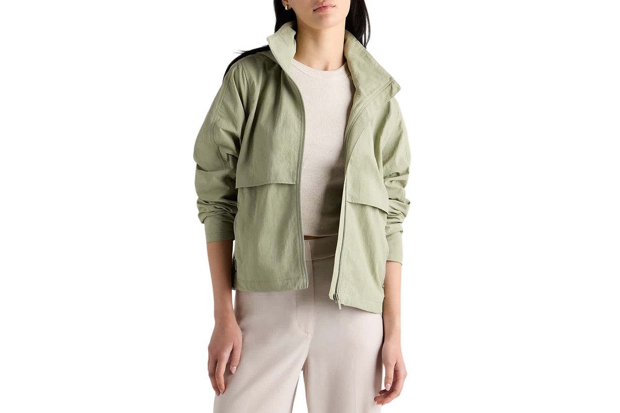 Water Repellent Windbreaker Jacket Tea Green Credit: Quince