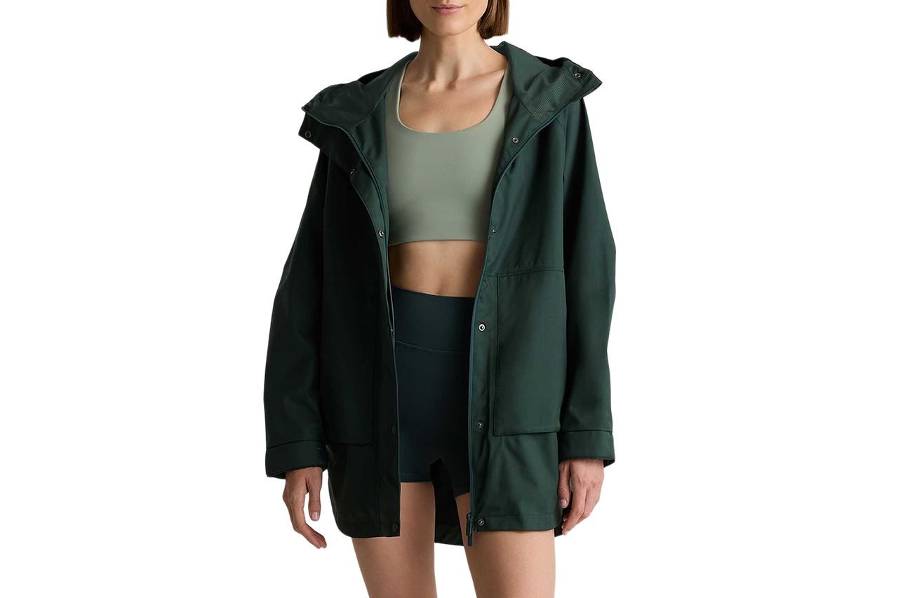 Weather Proof Oversized Rain Jacket Dark Spruce Credit: Quince