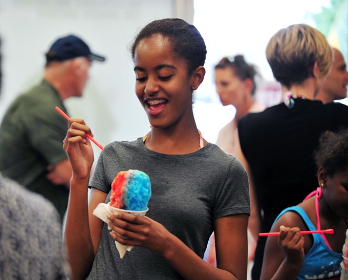 Malia Enjoys Shaved Ice