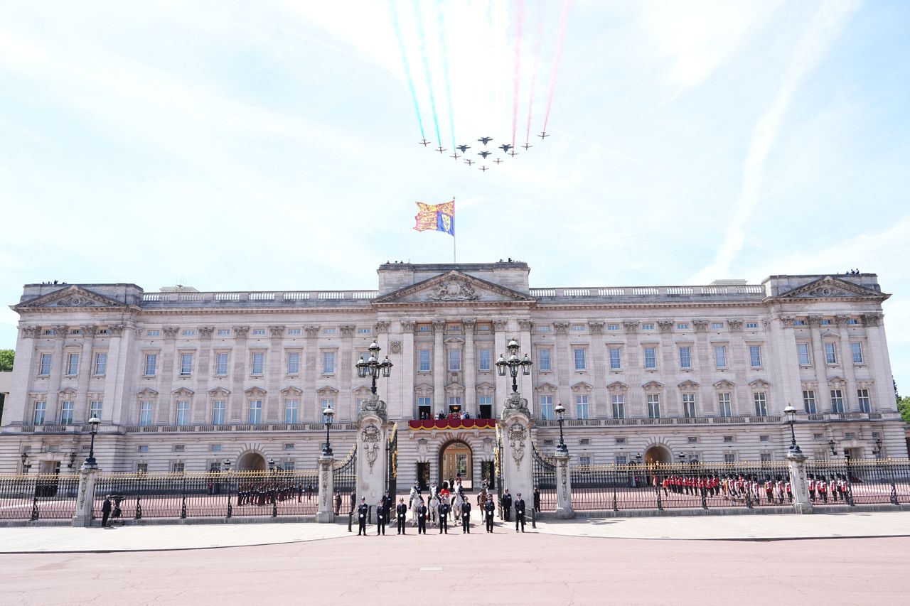 Members of the Royal Family on the balcony of Buckingham Palace, London, to view the flypast following, the Trooping the Colour ceremony in central London, as King Charles III celebrates his official birthday. Buckingham Palace during the flypast of Trooping the Colour 2026Credit: Aaron Chown/PA Images via Getty