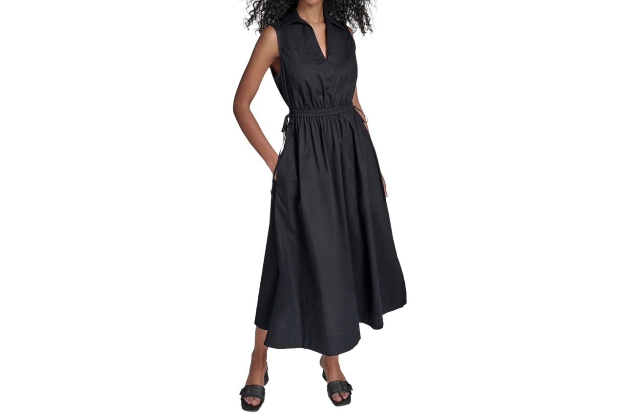 Women's Cotton Drawstring Sleeveless Midi Dress Credit: Macys