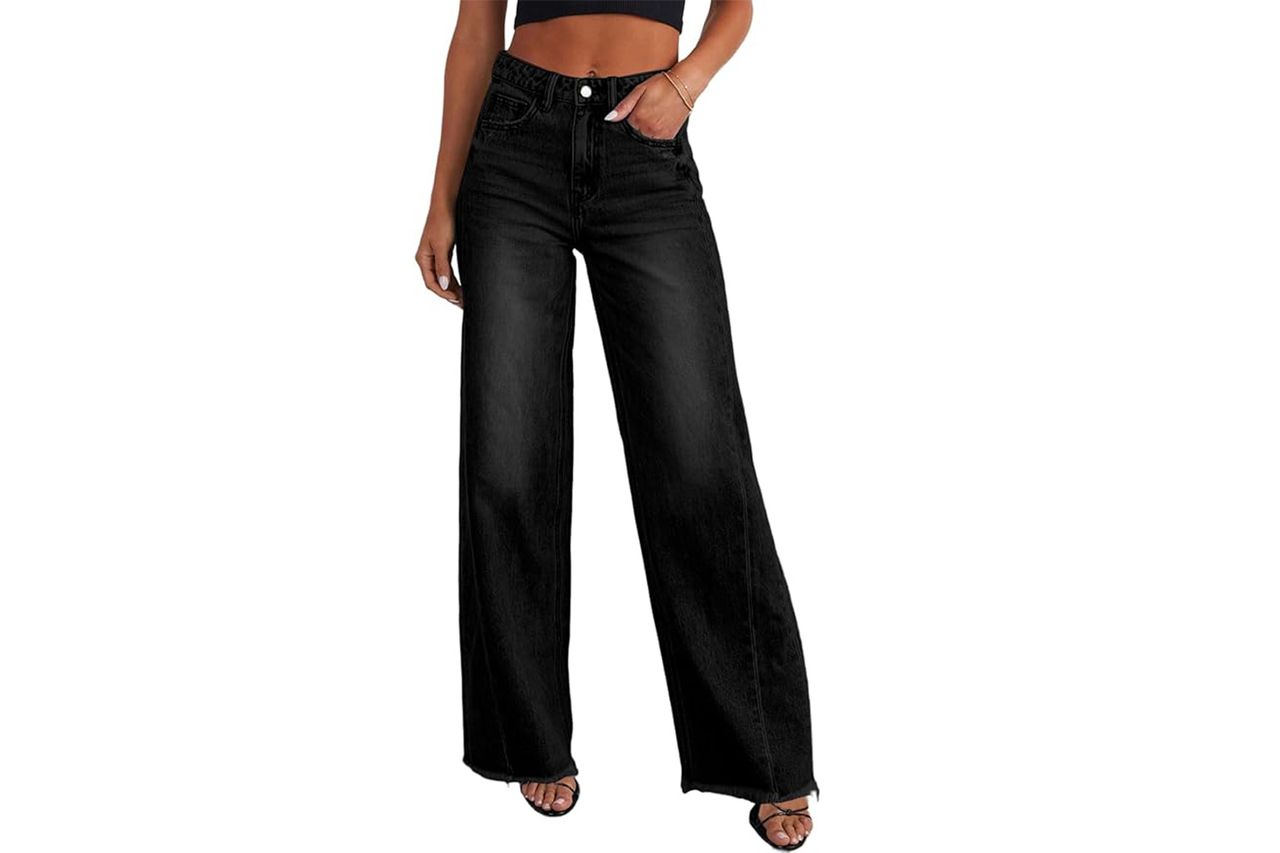 Sidefeel Women's Wide Leg Jeans High Waisted Strechy Raw Hem Denim Pants Credit: Amazon