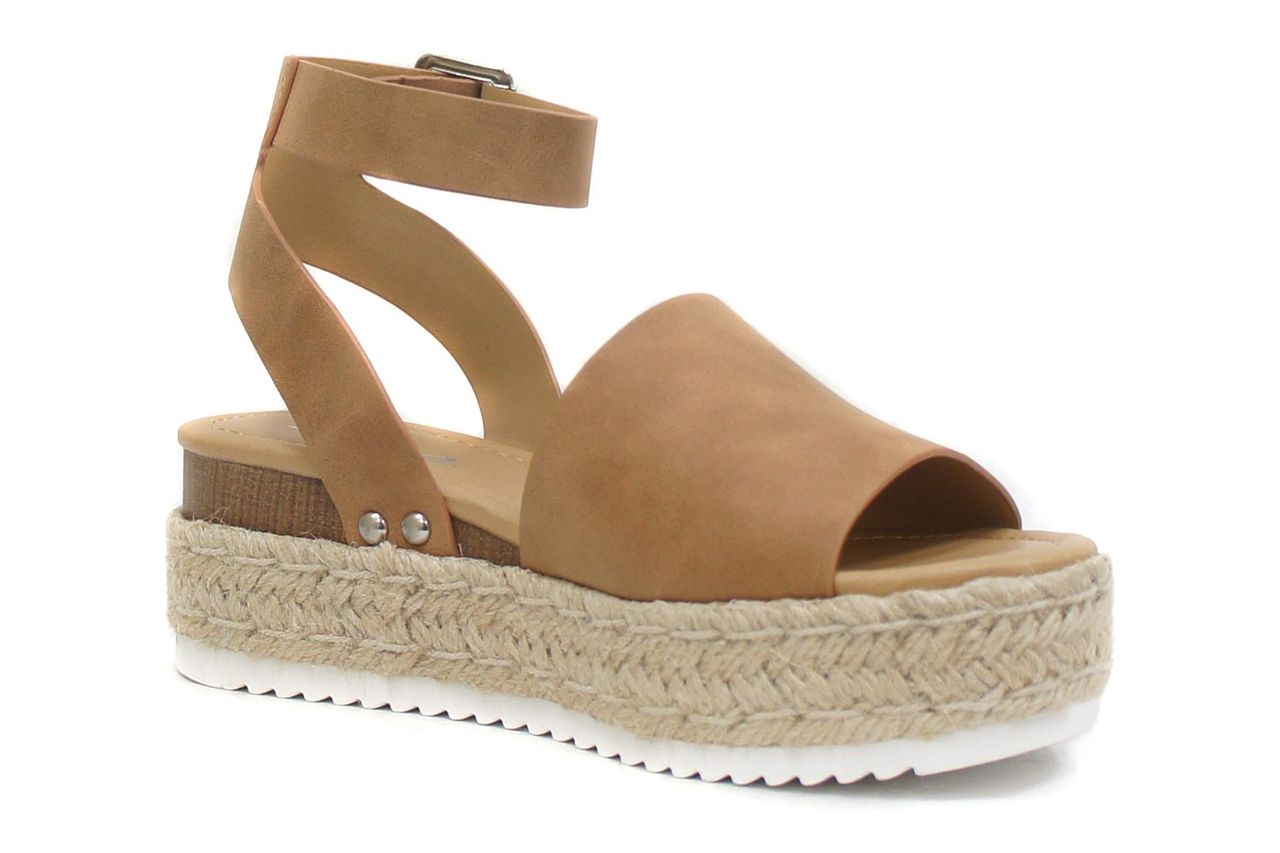 Soda Topic Open Toe Buckle Ankle Strap Espadrilles Credit: Amazon