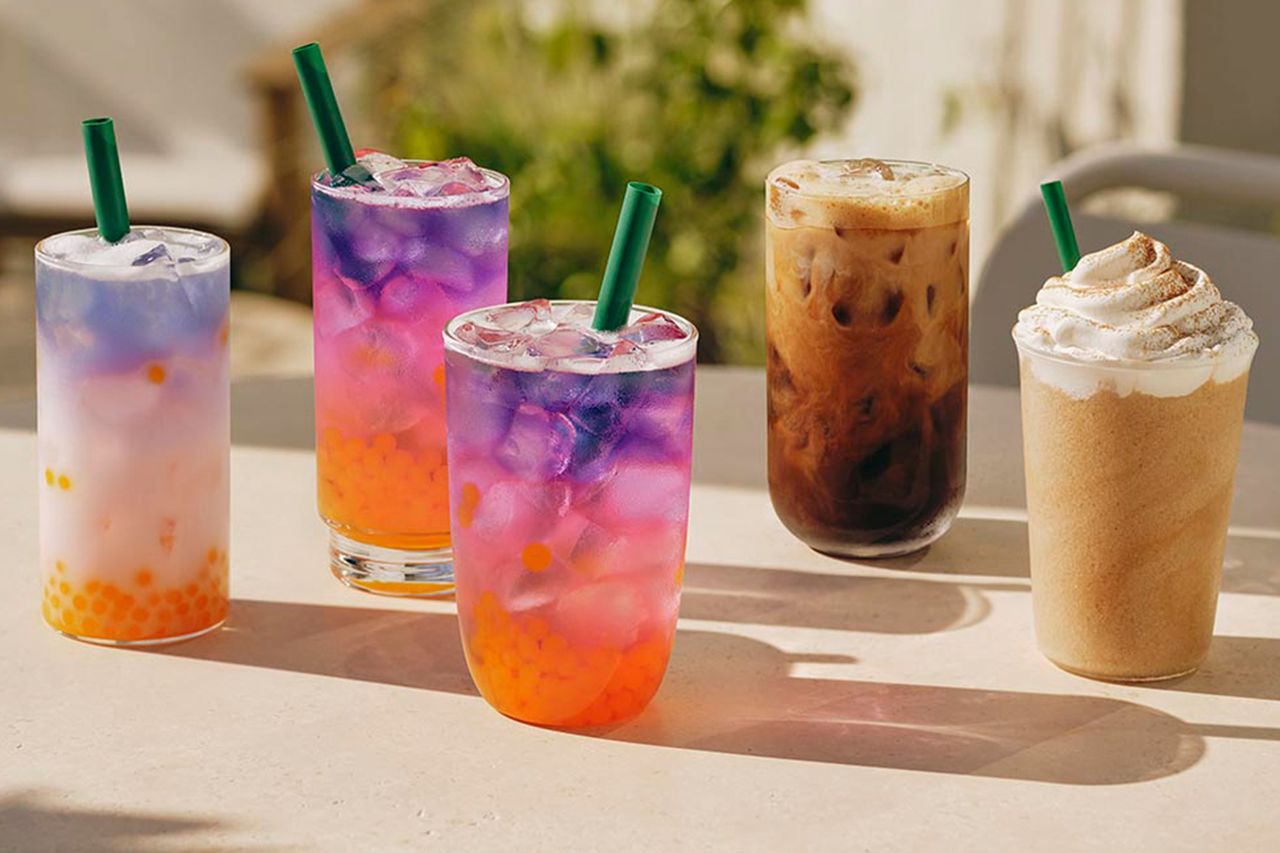 Starbucks' summer menu, including the Tropical Butterfly Refresher and Iced Horchata Shaken EspressoCredit: Starbucks