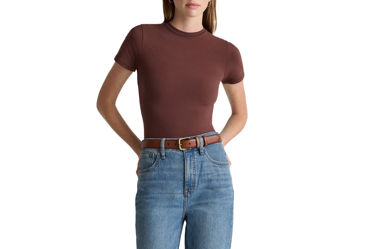Stretch Cotton Jersey Fitted T-Shirt Credit: Quince