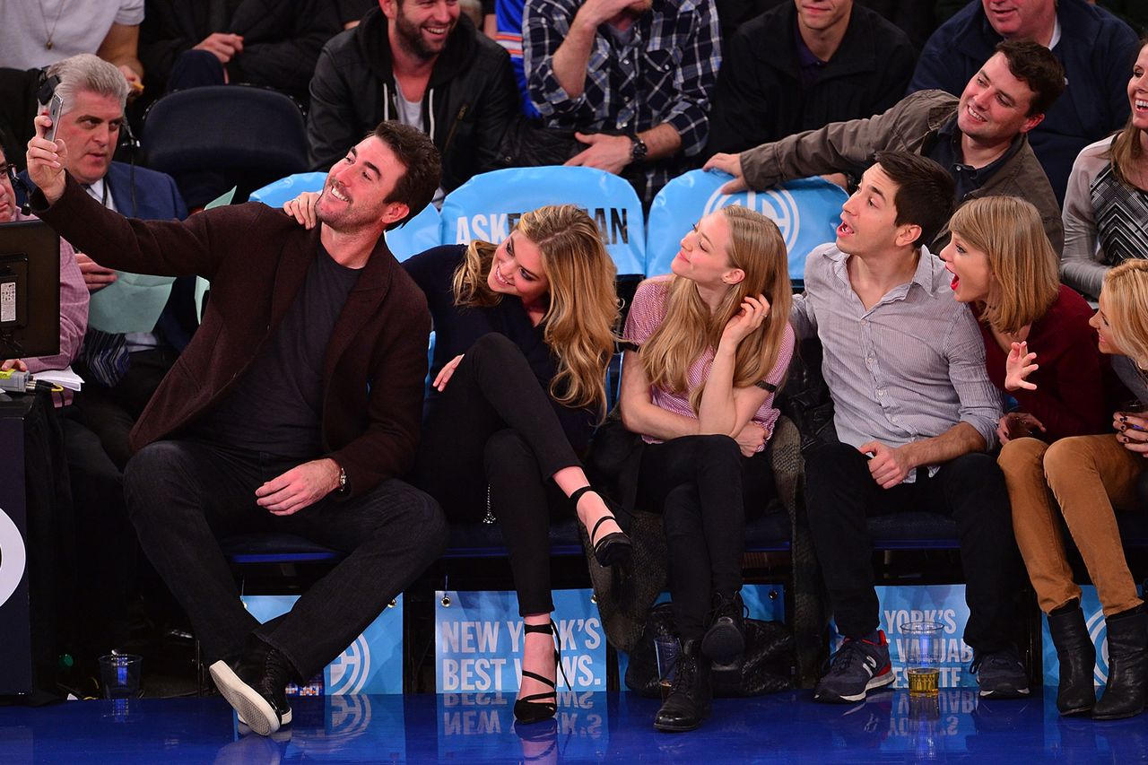 Justin Verlander, Kate Upton, Amanda Seyfried, Justin Long and Taylor Swift attend the Orlando Magic vs New York Knicks game on November 12, 2014 in New York City.Credit: James Devaney/GC Images
