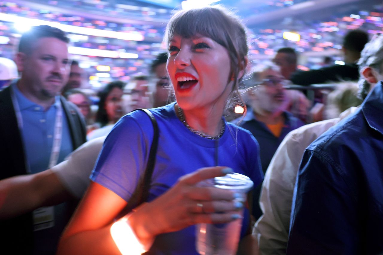 Taylor Swift attends Game Four of the 2026 NBA Finals between the San Antonio Spurs and the New York Knicks on June 10, 2026 in New York City.Credit: Al Bello/Getty