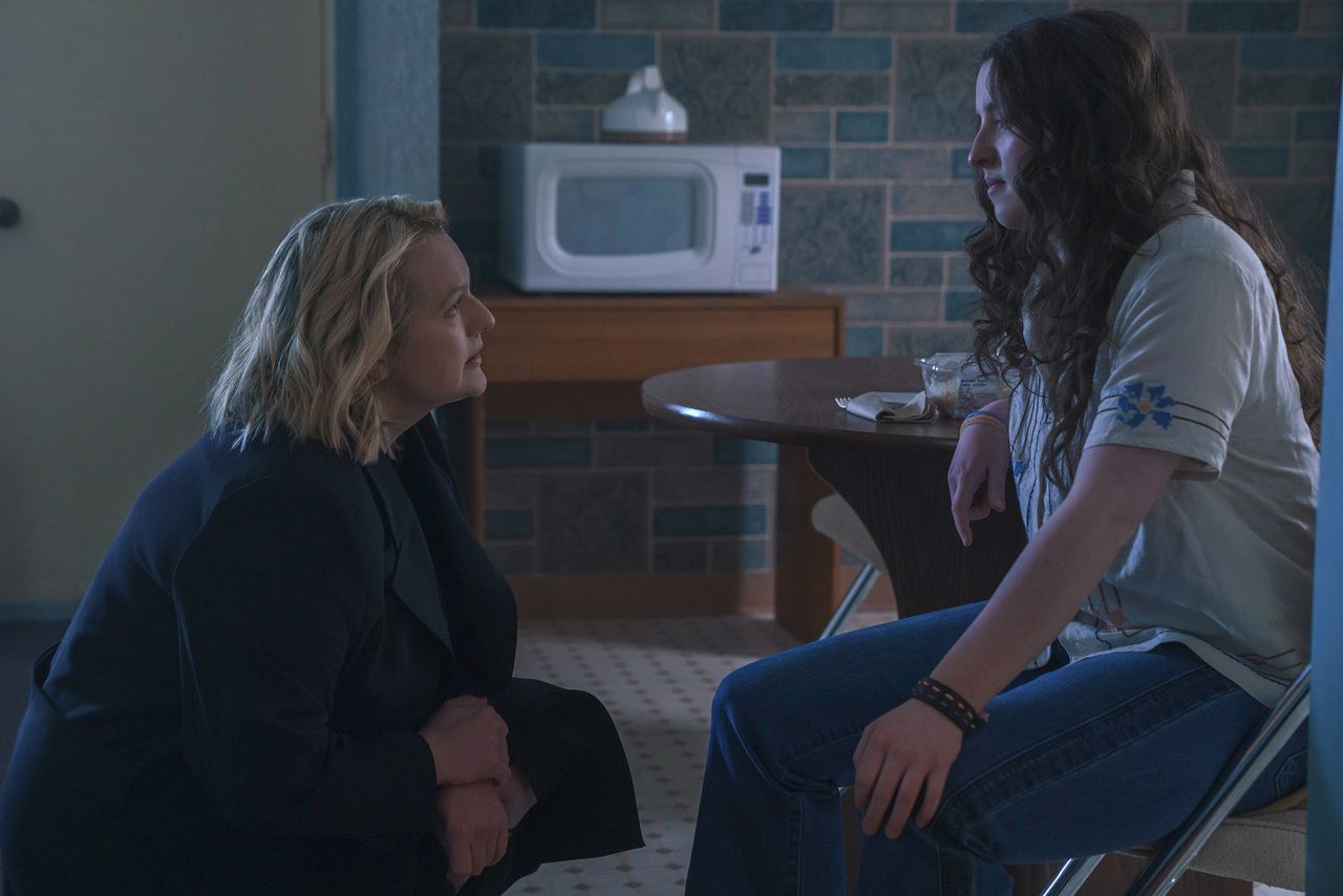 Elisabeth Moss as June, Lucy Halliday as Daisy in 'The Testaments'Credit: Disney/Steve Wilkie