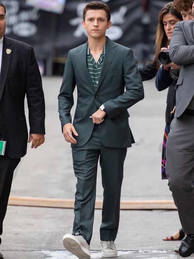 Tom Holland walking outside at ‘Jimmy Kimmel Live’ 2019