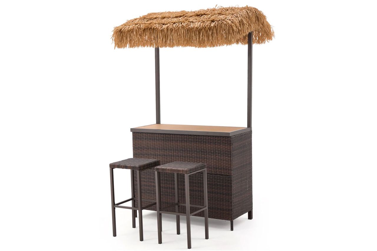 Veronica 3-Piece Wicker Tiki Bar Set with Storage By Bay Isle Home Credit: Wayfair