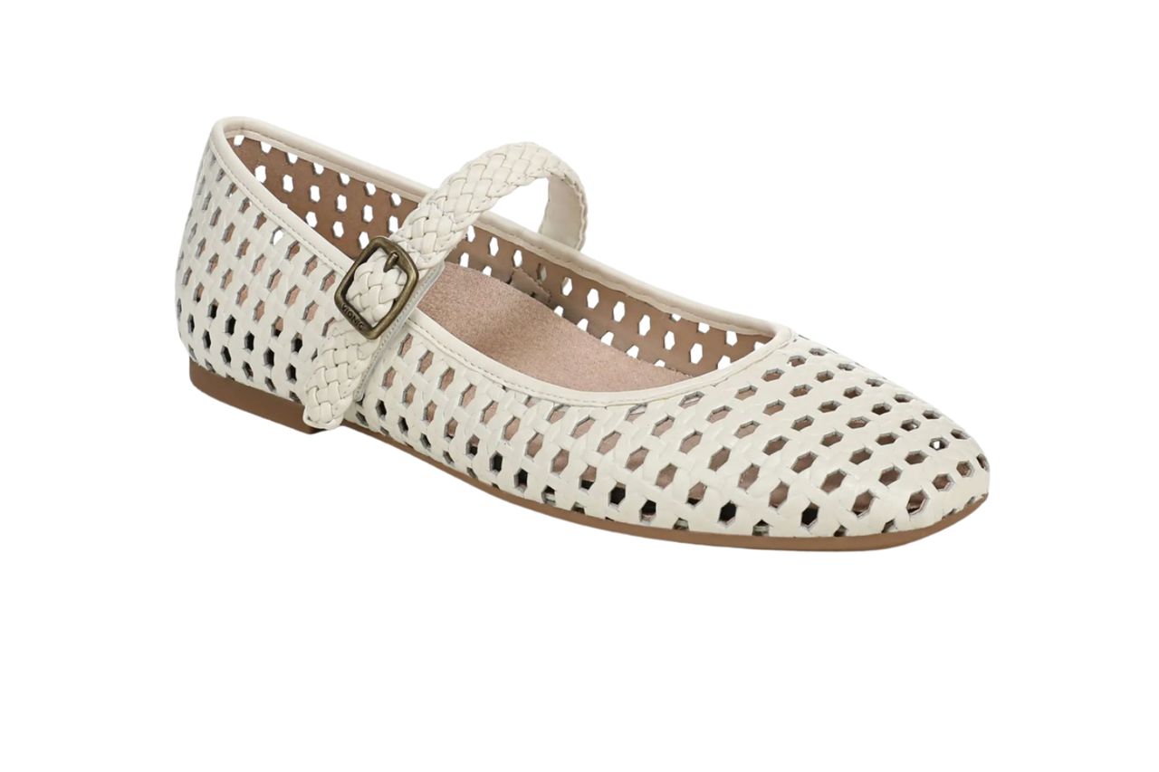 One white woven ballet flat with strap Credit: Nordstrom