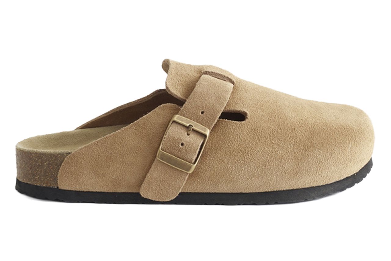 Water Repellent Suede Clog Mule in Pecan Credit: Quince