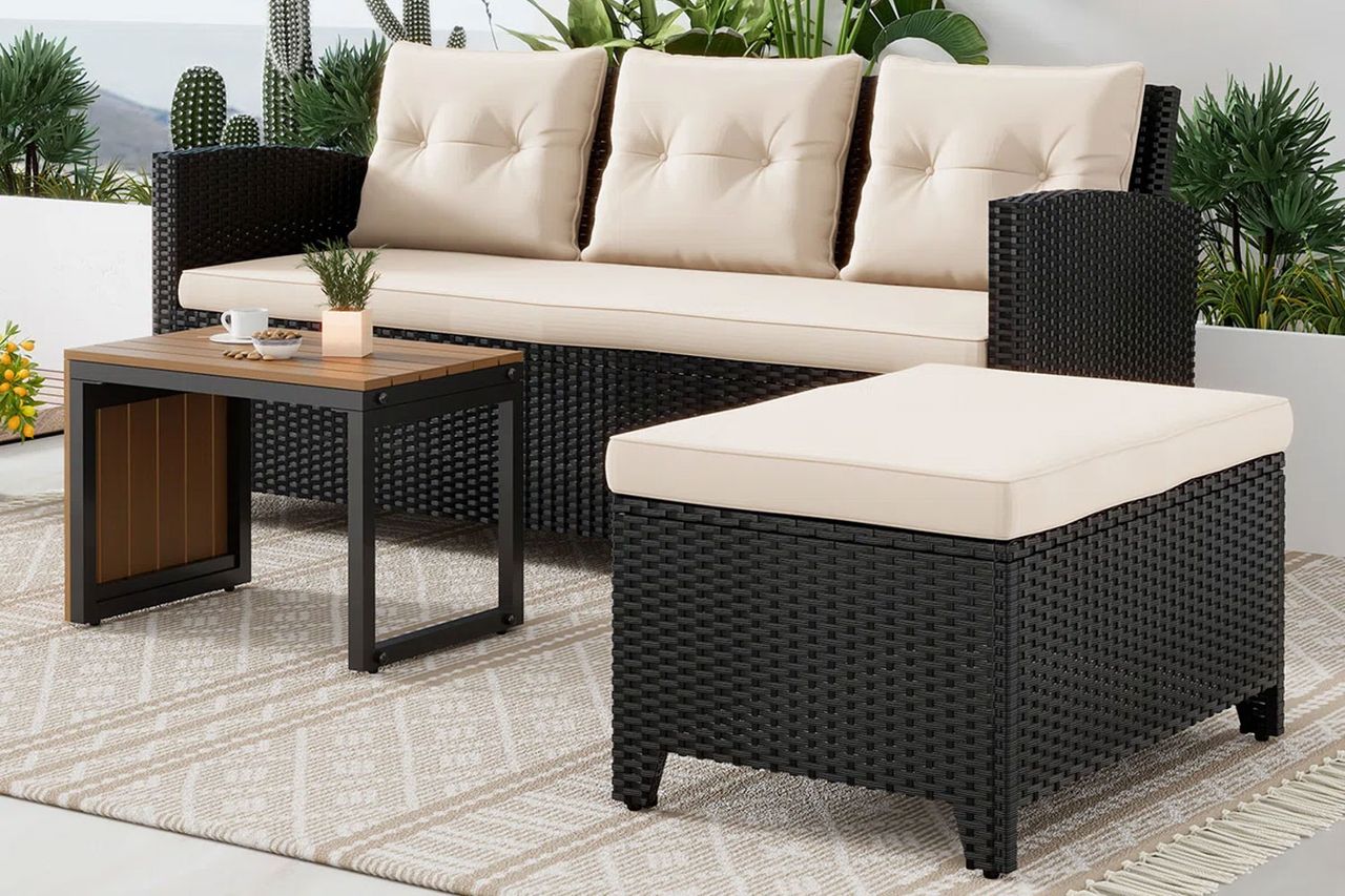 Wicker 3 - Person Modular Patio Conversation Set with Cushions By Winston Porter Credit: Wayfair