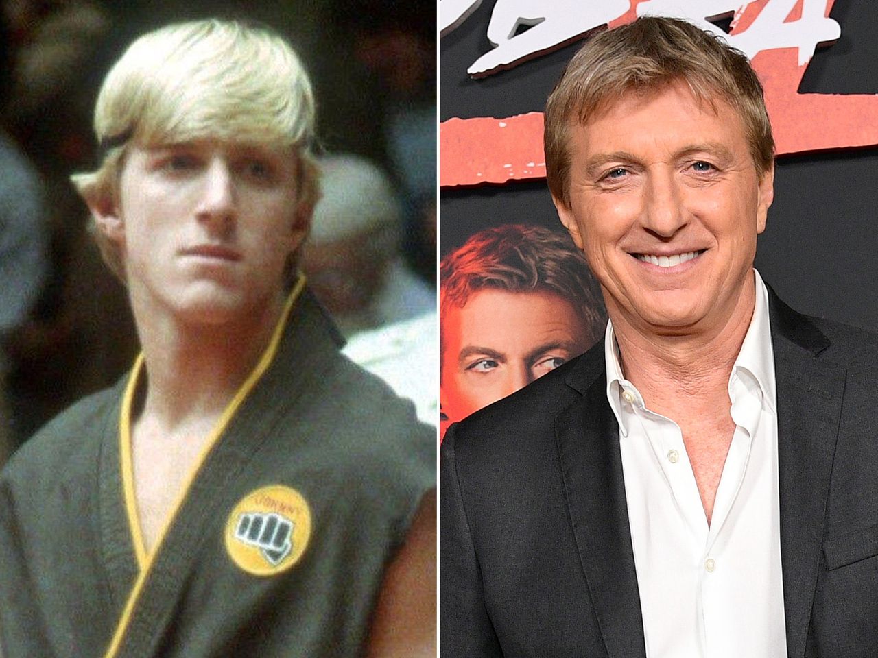 WILLIAM ZABKA, THE KARATE KID, 1984 From left: William Zabka as Johnny Lawrence in 1984's 'The Karate Kid'; William Zabka attends the screening of 'Cobra Kai' at the Netflix Tudum Theater in Los Angeles on March 25, 2023Credit: Maximum Film/Alamy; Charley Gallay/Getty