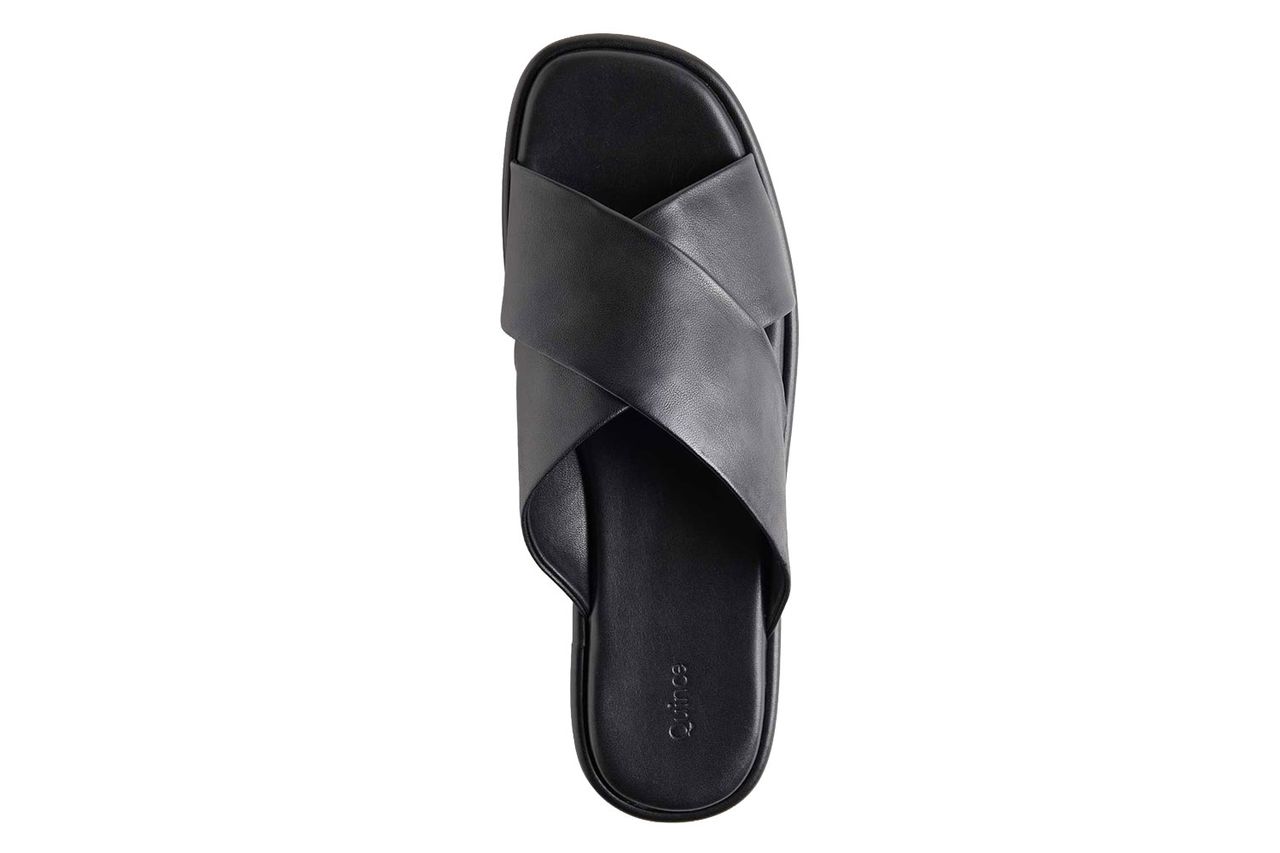 Italian Leather Crossover Slide Credit: Quince