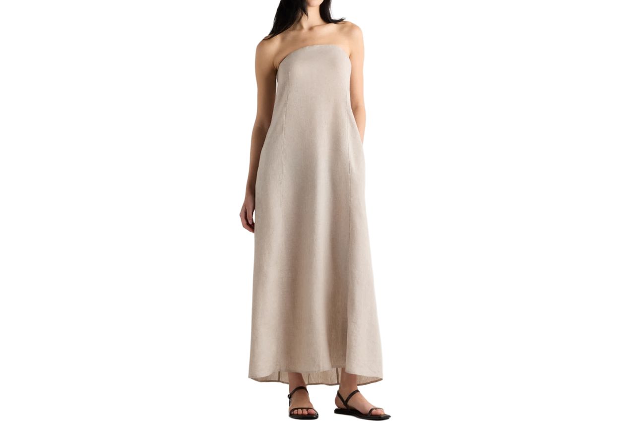 100% European Linen Strapless Maxi Dress Credit: Quince
