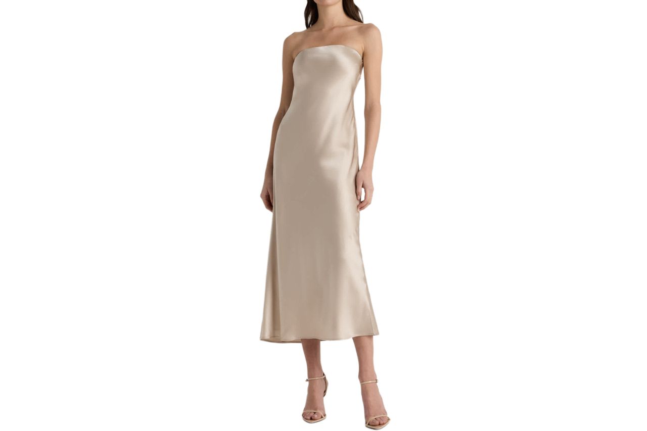 100% Washable Silk Strapless Midi Dress Credit: Quince