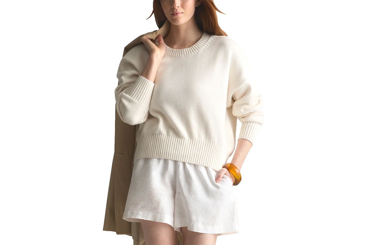 100% Organic Cotton Boyfriend Crew Sweater Credit: Quince