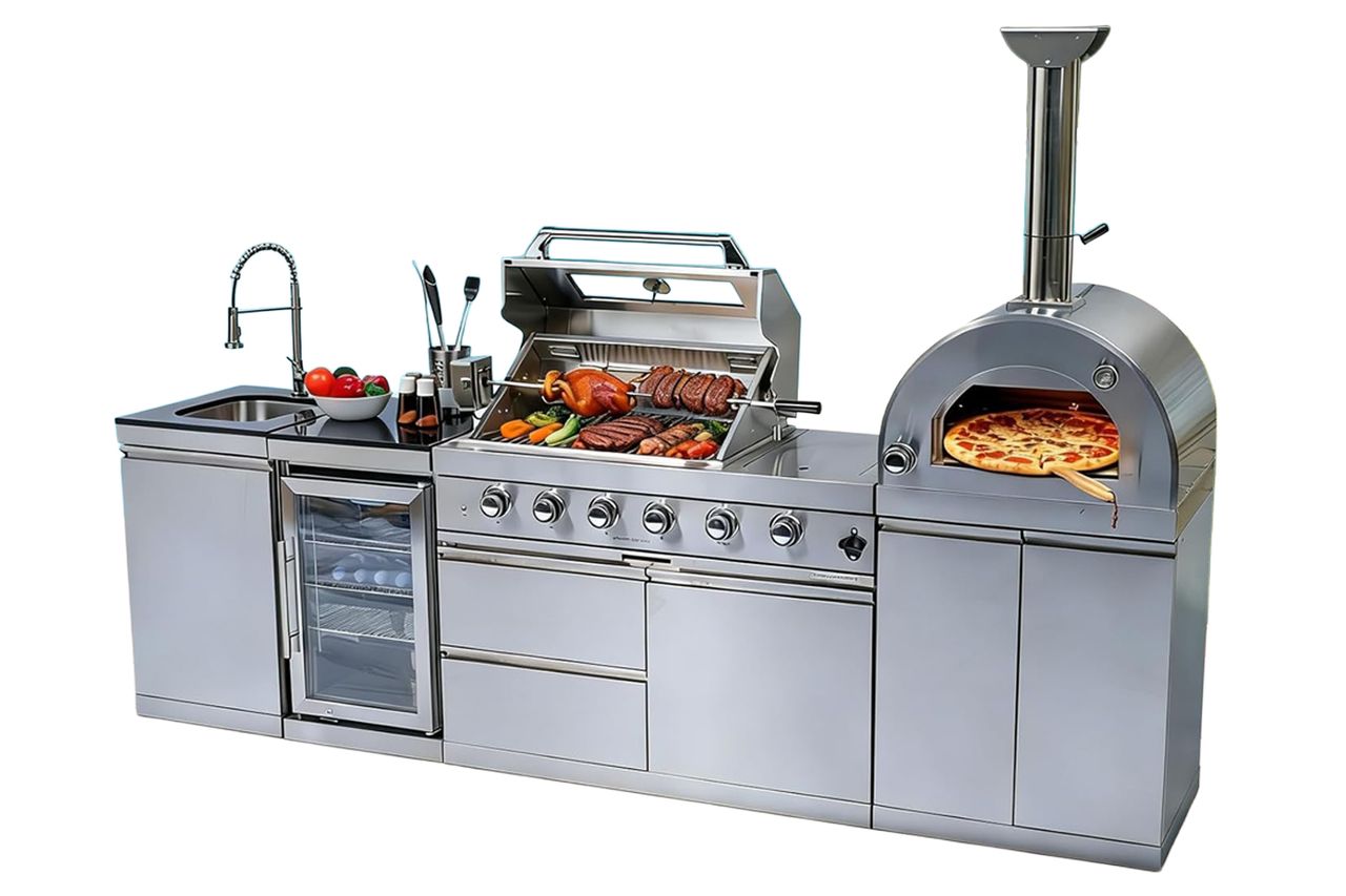 112-Inch Stainless Steel Outdoor Kitchen Island Credit: Amazon