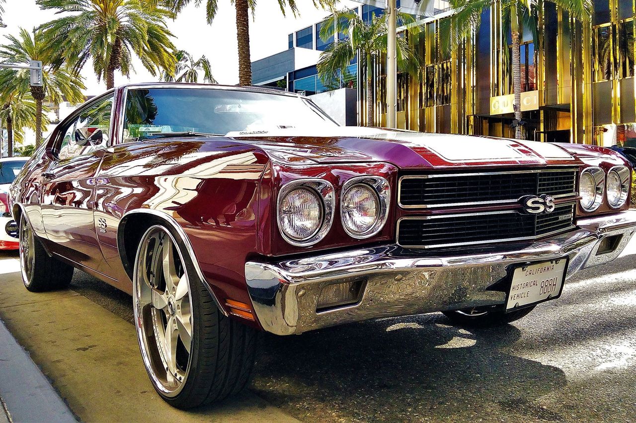Close-up of shiny oldtimer 1970 Chevrolet SS Chevelle parked on Rodeo Drive A 1970 Chevrolet SS Chevelle (stock image)Credit: Shutterstock