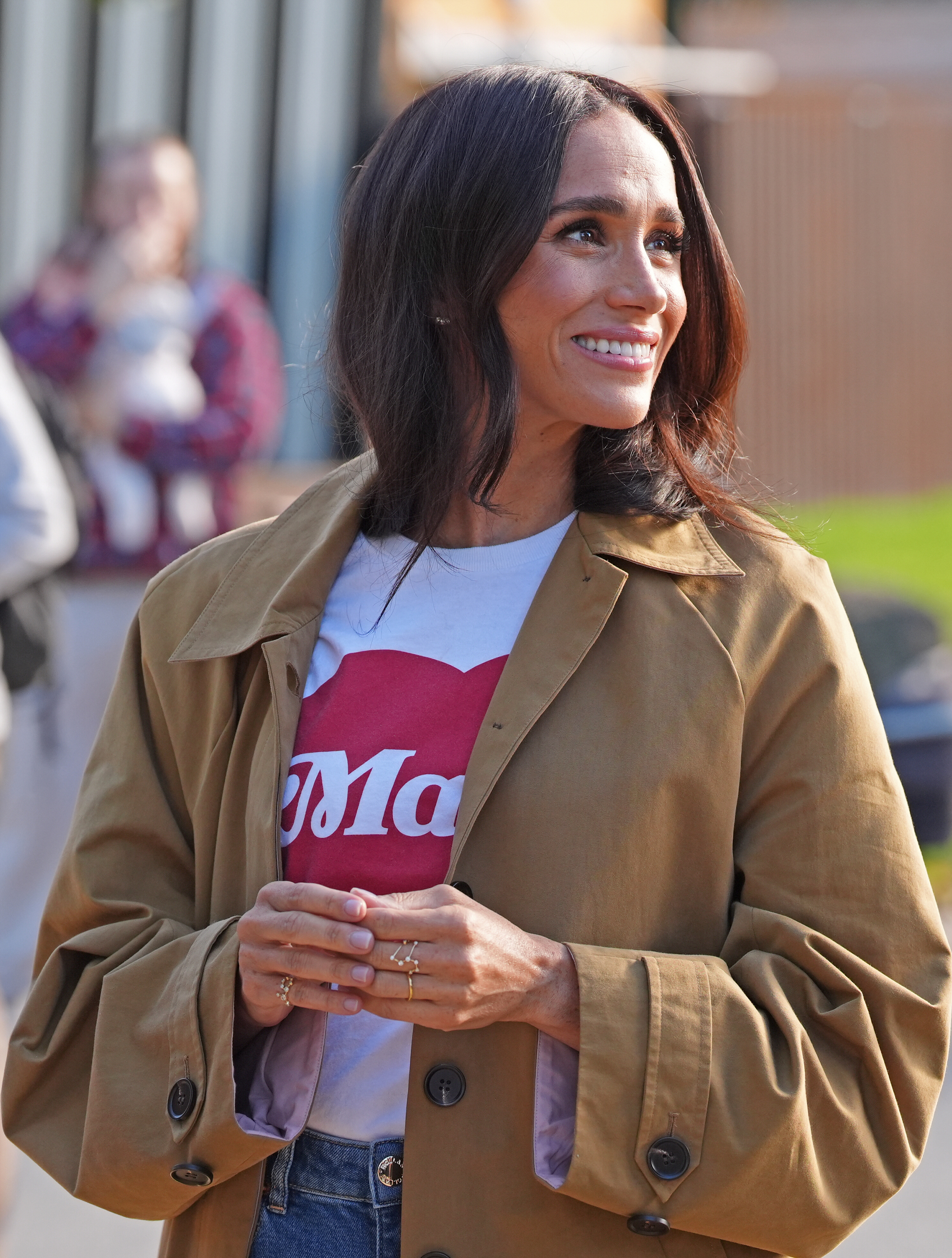 Meghan, Duchess of Sussex, smiles during the Scar Tree Walk in Melbourne, Australia.