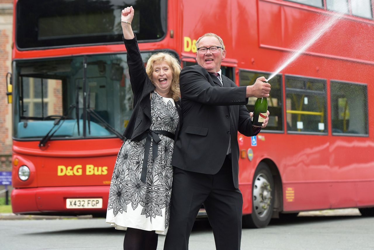 Michele and Kevin Jones celebrate their win in 2016.Credit: Courtesy of Allwyn