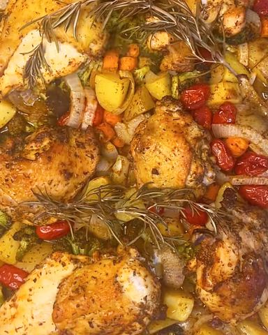 Chef Joey Charney’s chicken sheet pan dinner.Credit: Chef Joey Charney