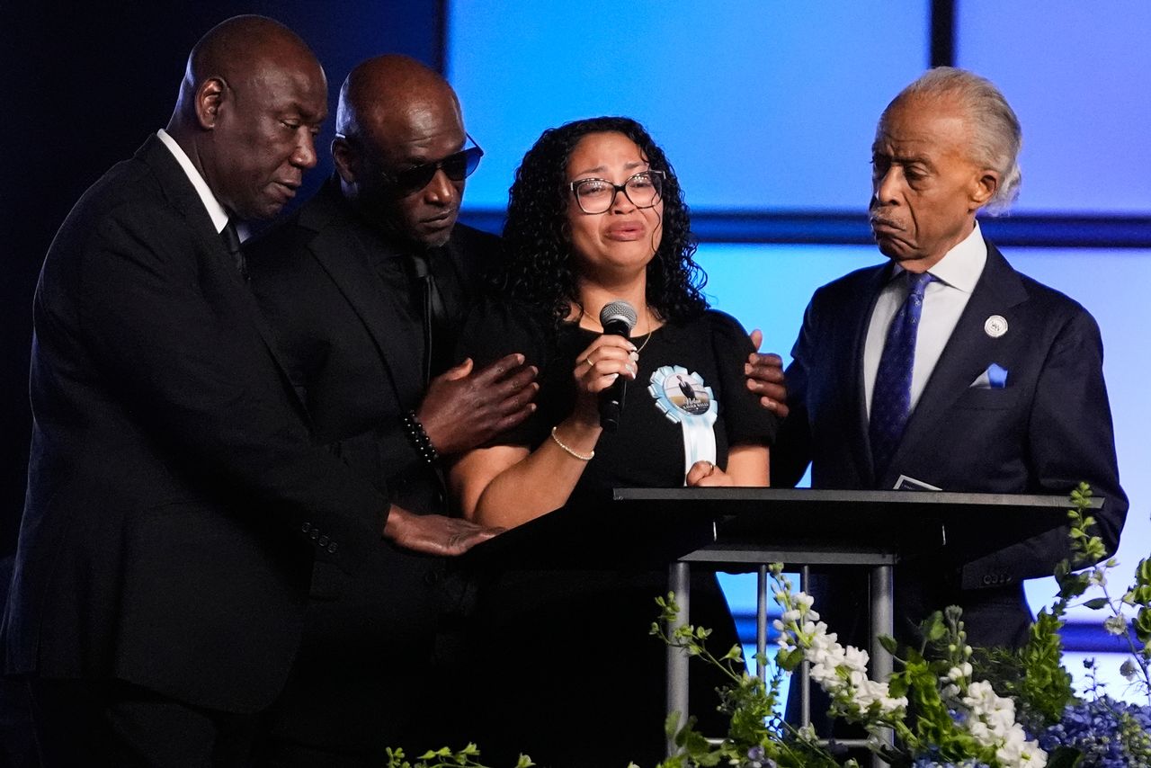 Christine Wonsley, her husband Elmore, attorney Ben Crump and Rev, Al Sharpton during a memorial service for her son Nolan Xavier Wells on July 20, 2026, in Ocean Springs, Miss Christine Wonsley, Elmore Wonsley, attorney Ben Crump and Rev. Al Sharpton during a memorial service for Nolan Xavier Wells on July 20, 2026, in Ocean Springs, MissCredit: Gerald Herbert/AP Photo