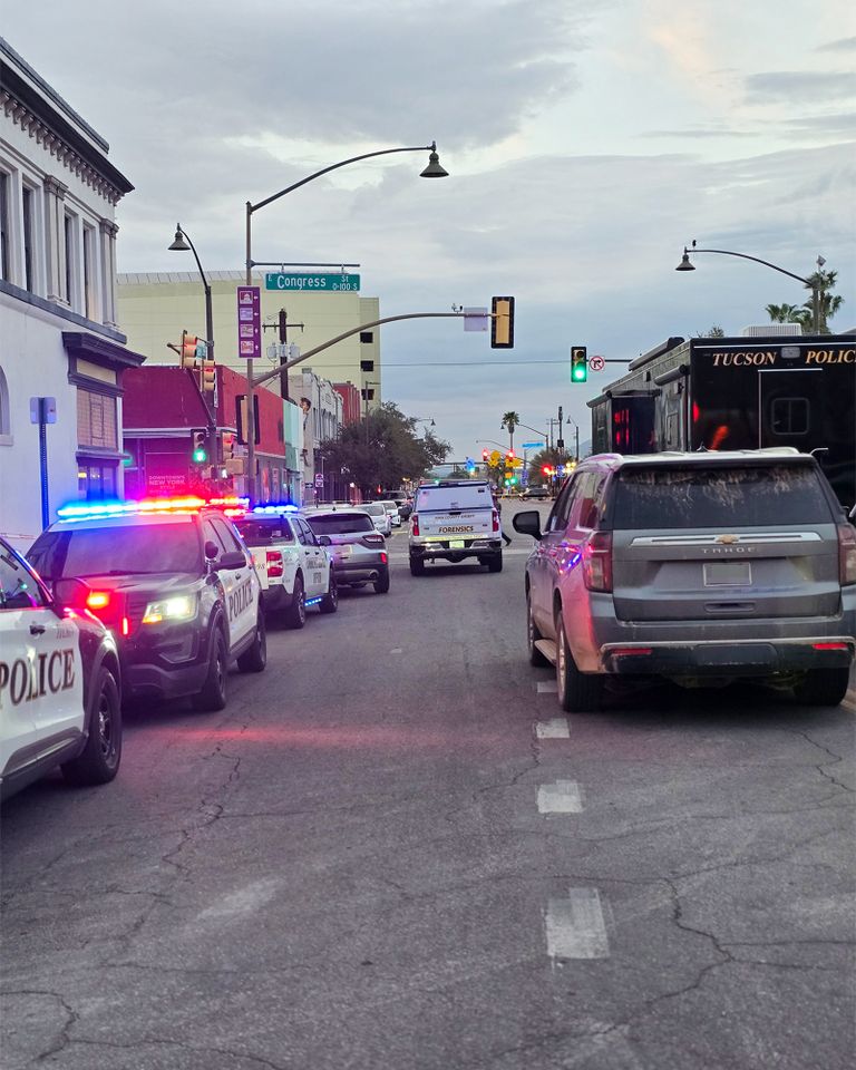 Crime scene on Congress Street in Tucson, Arizona A view of the scene at E. Congress St. & N. 6th Ave.Credit: Tucson Police Department/X