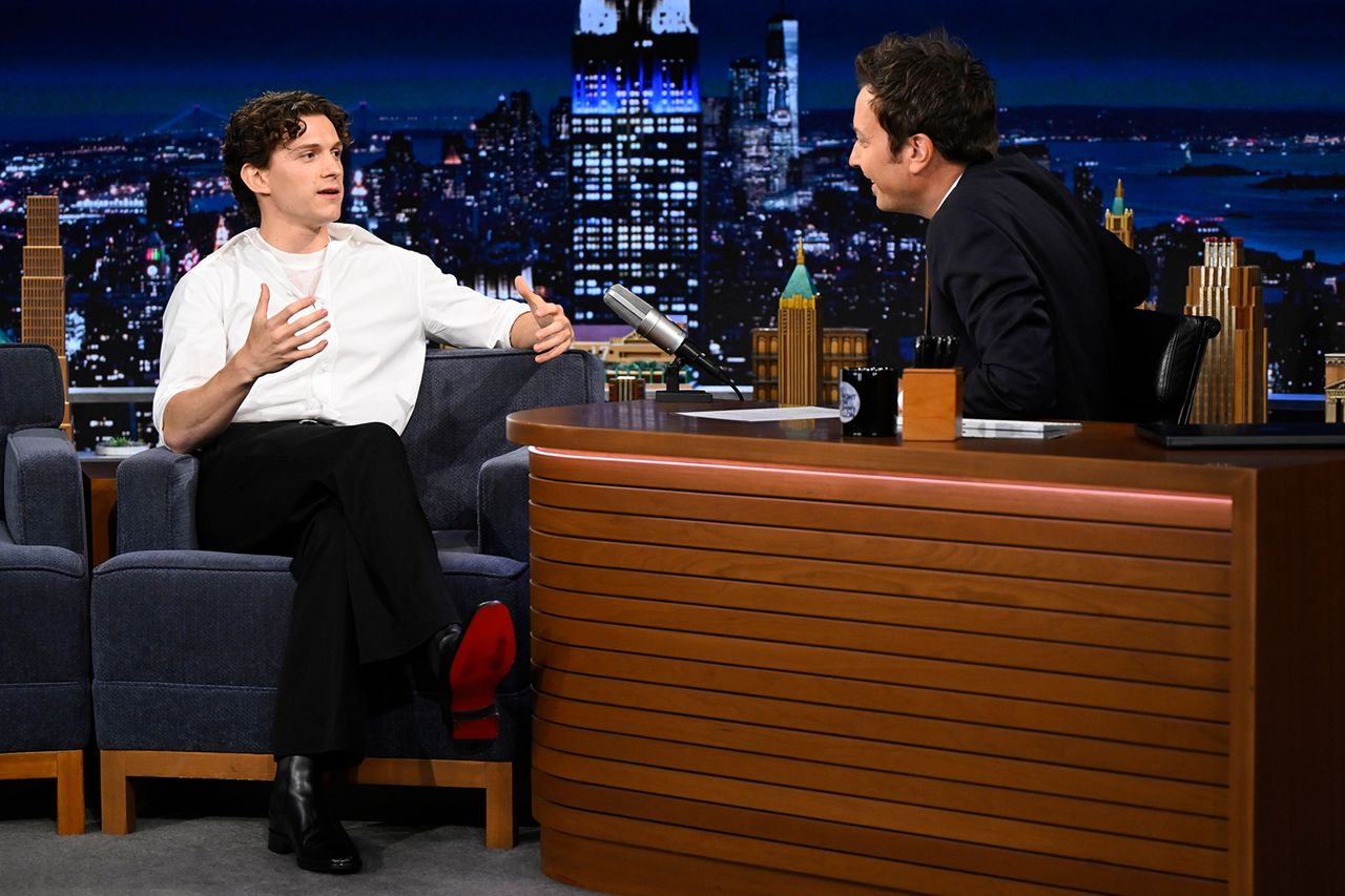 Actor Tom Holland during an interview with host Jimmy Fallon Tom Holland speaking to Jimmy FallonCredit: Todd Owyoung/NBC via Getty