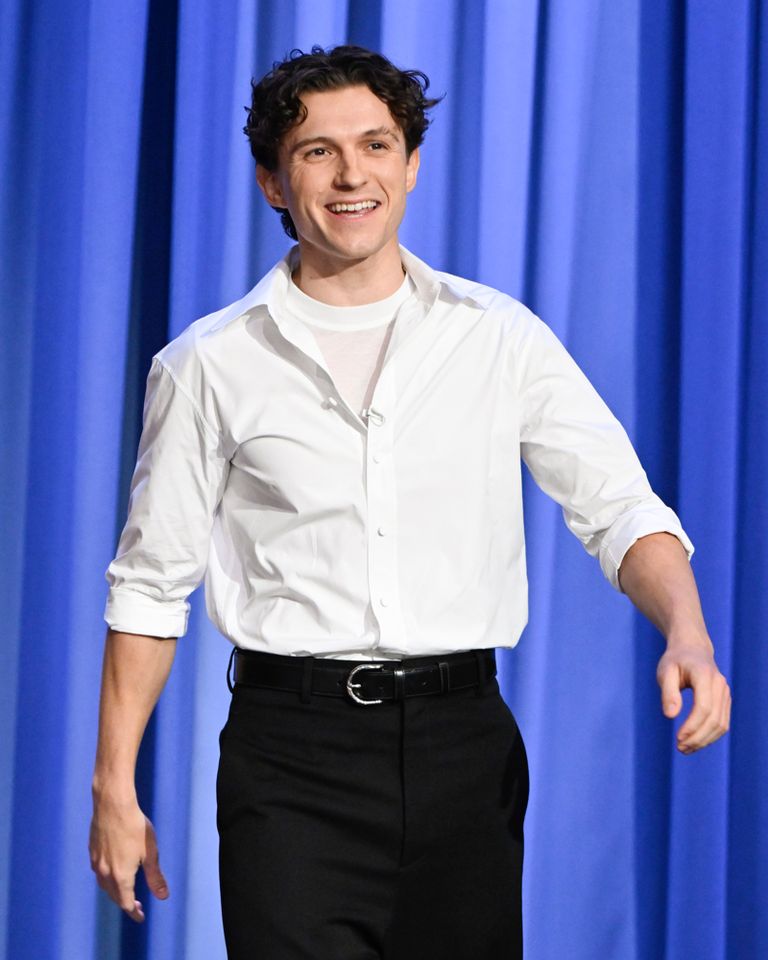 Actor Tom Holland arrives for an interview with host Jimmy Fallon Tom Holland on the Tonight ShowCredit: Todd Owyoung/NBC via Getty