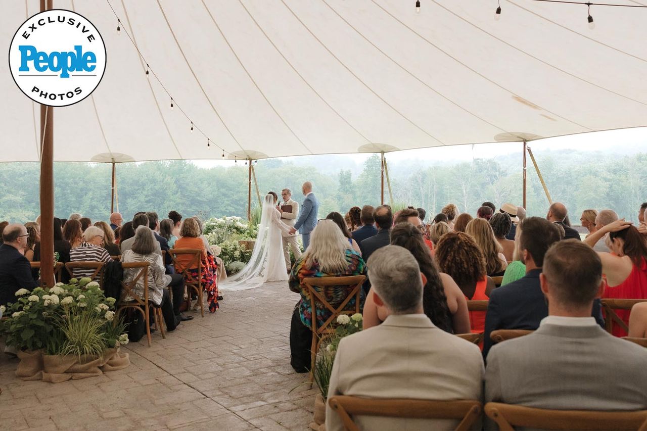 Jessica Vosk and David Godar during their wedding ceremonyCredit: Laurel Hinton