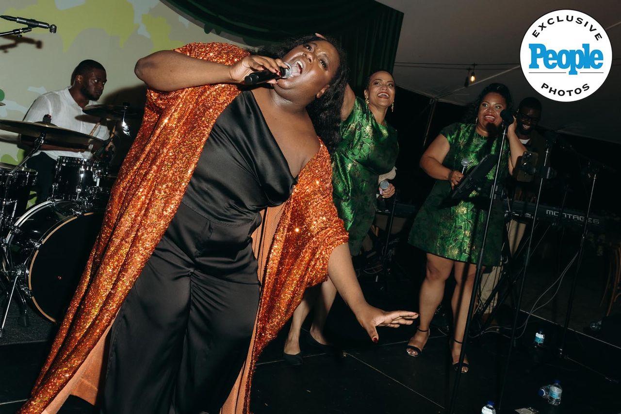 Alex Newell performs at Jessica Vosk and David Godar’s wedding receptionCredit: Laurel Hinton