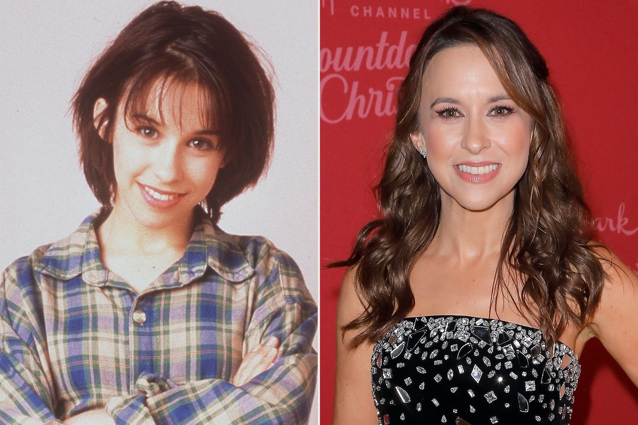 From left: Lacey Chabert as Claudia Salinger on ‘Party of Five’; Lacey Chabert attends Hallmark Channel’s ‘Countdown to Christmas’ Kick-Off Event at Category 10 in Nashville on Oct. 16, 2025Credit: Getty; Tibrina Hobson/Getty