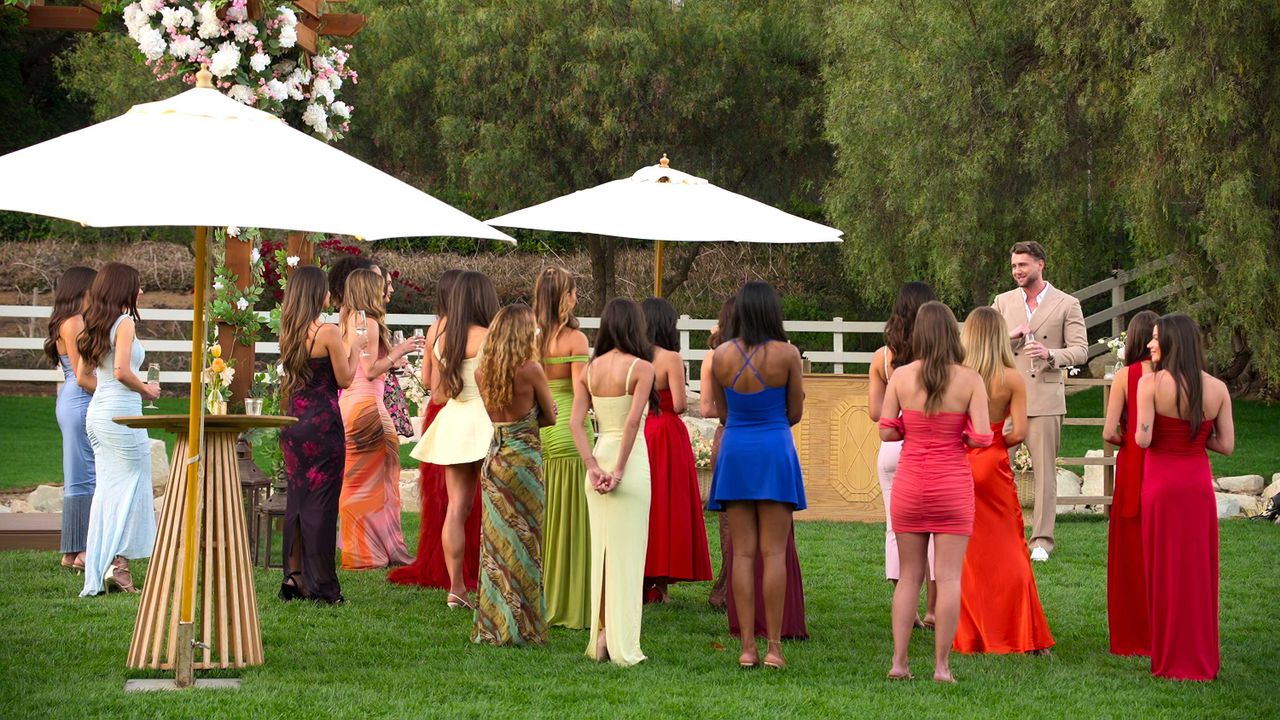 Let's Marry Harry. (L to R) Lindsey Clark, Emma Piotrowski, Dannelle Davidson, Maya Hirshman, Jade Innes, Amber Mozo, Mya Benway, Shaine Hinson, Charlie Hare, Emily Stone, Elli Schryver, Harry Jowsey, Sammy Gotay in episode 101 of Let's Marry Harry Harry Jowsey and the 20 women featured in the new reality series ‘Let’s Marry Harry.’Credit: Courtesy of Netflix